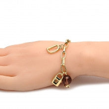 Gold Layered Fancy Bracelet, Key and Lock Design, with Azavache