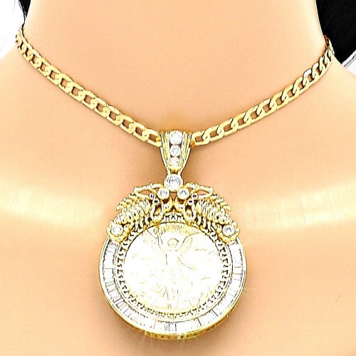 Gold Layered Religious Pendant, Scorpion and Angel