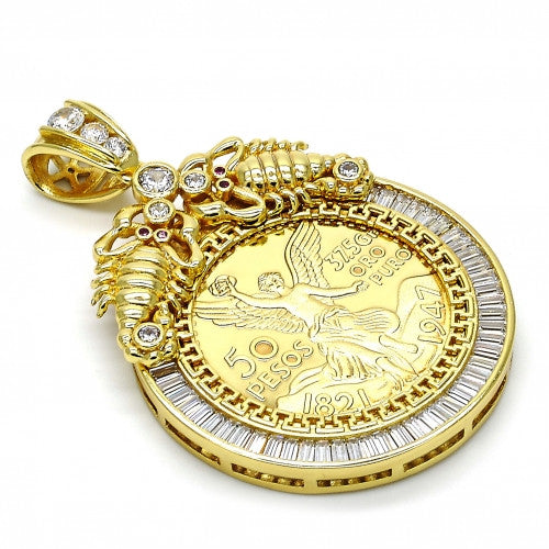 Gold Layered Religious Pendant, Scorpion and Angel