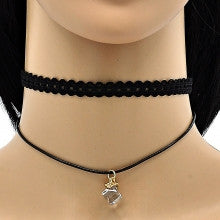 Gold Layered Fancy Necklace, with Azavache, Polished Finish, Gold Tone. Black, White, Red