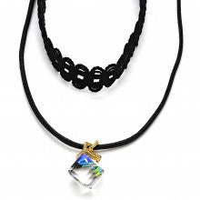Gold Layered Fancy Necklace, with Azavache, Polished Finish, Gold Tone. Black, White, Red