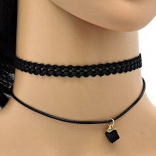 Gold Layered Fancy Necklace, with Azavache, Polished Finish, Gold Tone. Black, White, Red