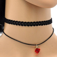 Gold Layered Fancy Necklace, with Azavache, Polished Finish, Gold Tone. Black, White, Red