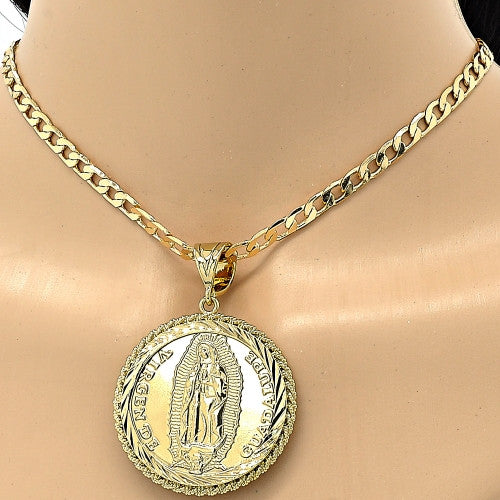 Gold Layered Religious Pendant, Guadalupe