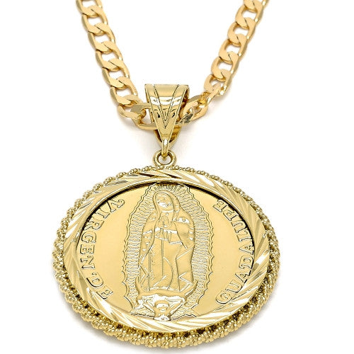 Gold Layered Religious Pendant, Guadalupe