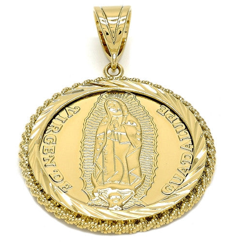 Gold Layered Religious Pendant, Guadalupe