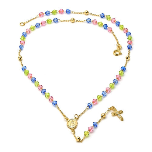 Gold Layered Thin Rosary, Divino Niño and Guadalupe Crucifix