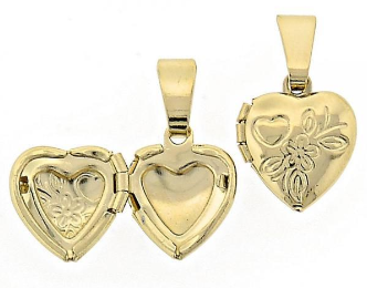 Gold Layered Locket Pendant, Heart Design