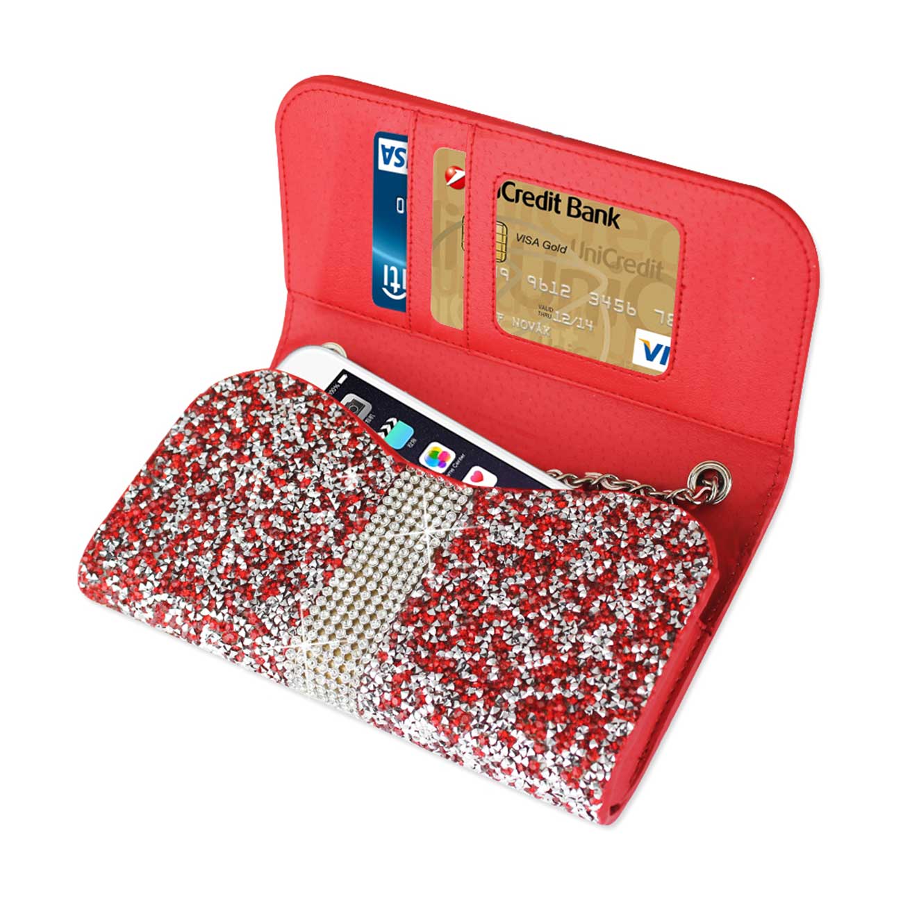 Reiko Jewelry Rhinestone Purse Wallet Case Pouch