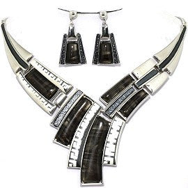 Necklace Earring Set Curve Lines
