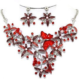 Necklace Earring Set Flower Butterfly