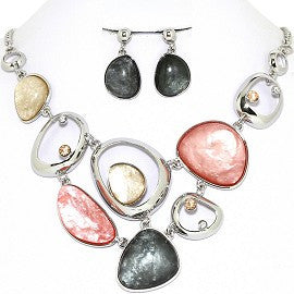 Necklace Earring Set Odd Oval Circles
