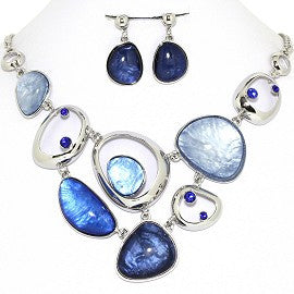 Necklace Earring Set Odd Oval Circles