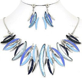 Necklace Earring Set Curve Lines