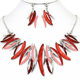 Necklace Earring Set Curve Lines