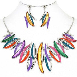 Necklace Earring Set Curve Lines
