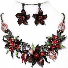 Necklace Earring Set Flowers