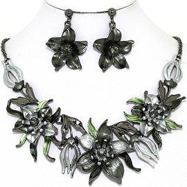 Necklace Earring Set Flowers