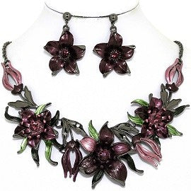 Necklace Earring Set Flowers