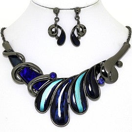 Necklace Earring Set Long Curve Tear Drop