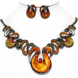 Necklace Earring Set Oval Round Tear