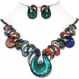 Necklace Earring Set Oval Round Tear