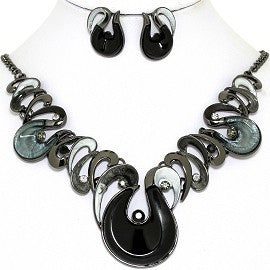 Necklace Earring Set Oval Round Tear