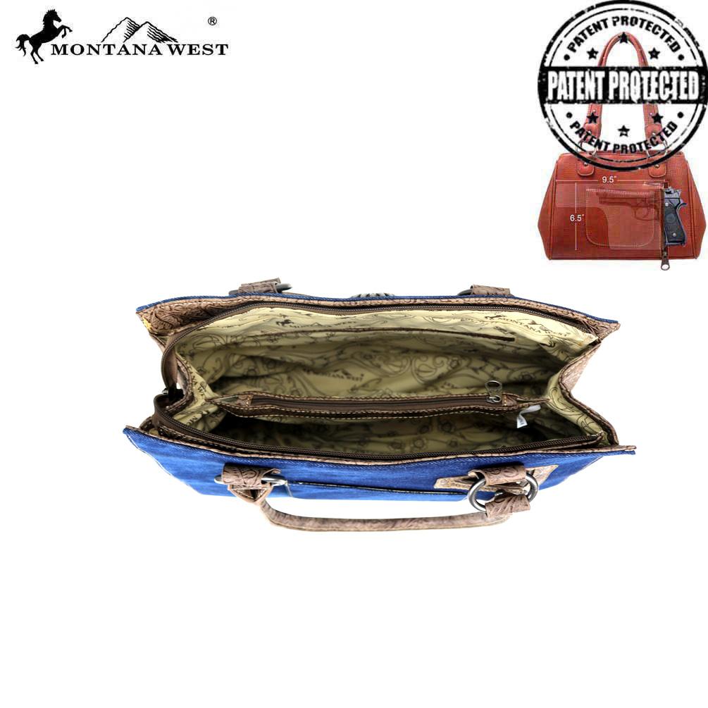 Montana West Concho Denim Collection Concealed Carry Satchel Bag
