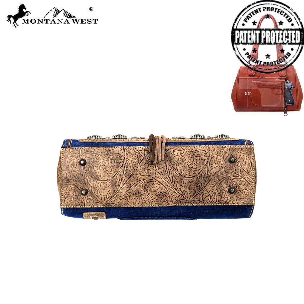Montana West Concho Denim Collection Concealed Carry Satchel Bag