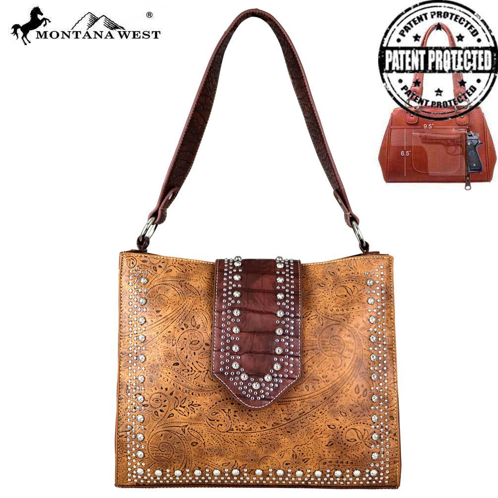 Montana West Tooled/Safari Collection Concealed Carry Tote