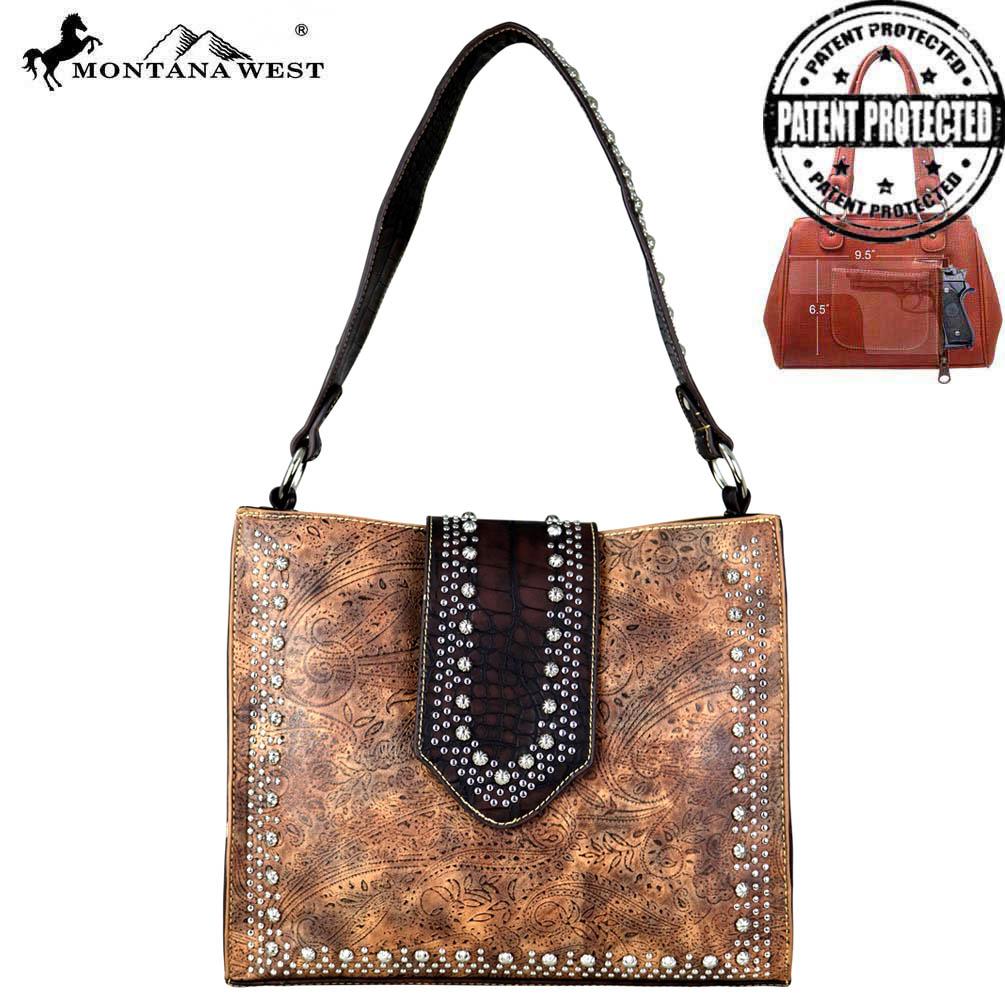 Montana West Tooled/Safari Collection Concealed Carry Tote