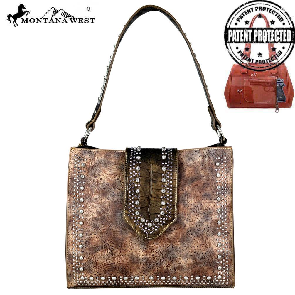 Montana West Tooled/Safari Collection Concealed Carry Tote