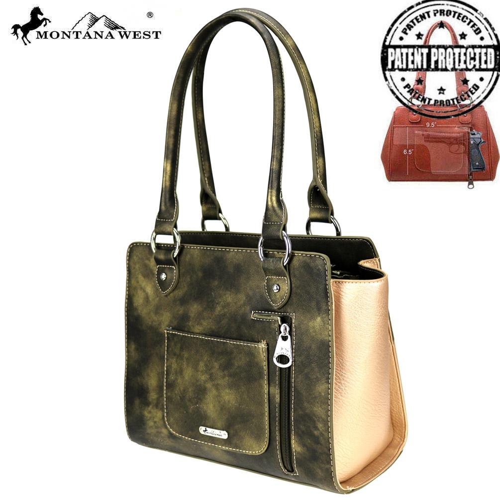 Montana West Embroidered Collection Concealed Carry Trapezoid Tote