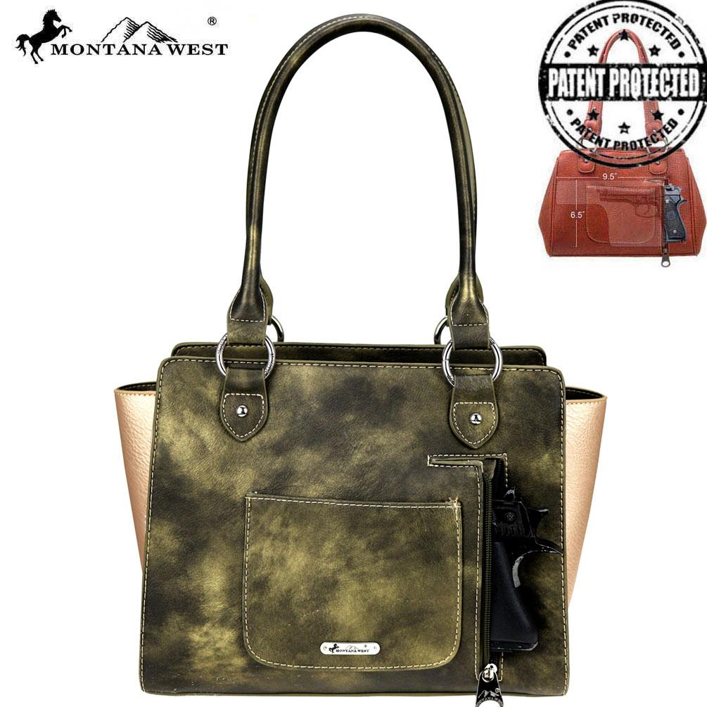 Montana West Embroidered Collection Concealed Carry Trapezoid Tote