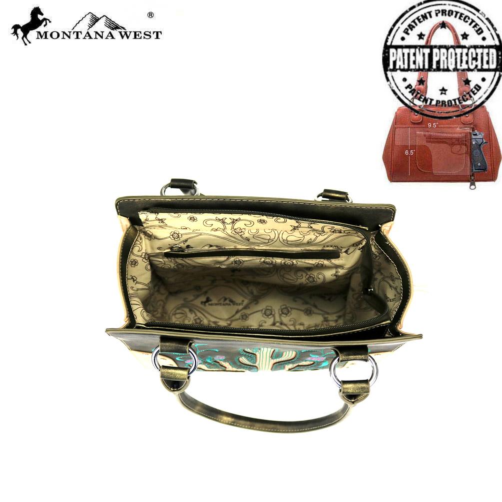 Montana West Embroidered Collection Concealed Carry Trapezoid Tote