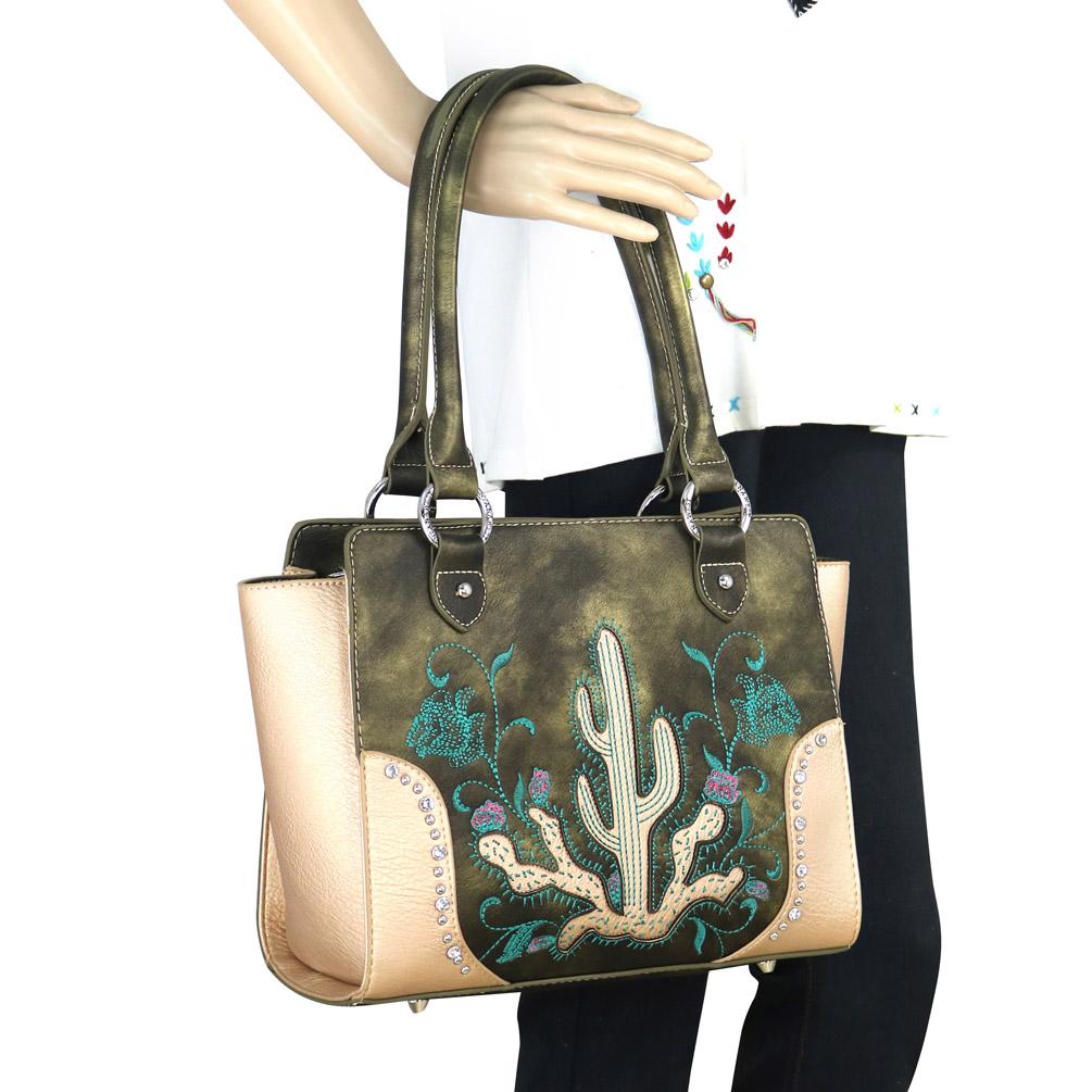 Montana West Embroidered Collection Concealed Carry Trapezoid Tote