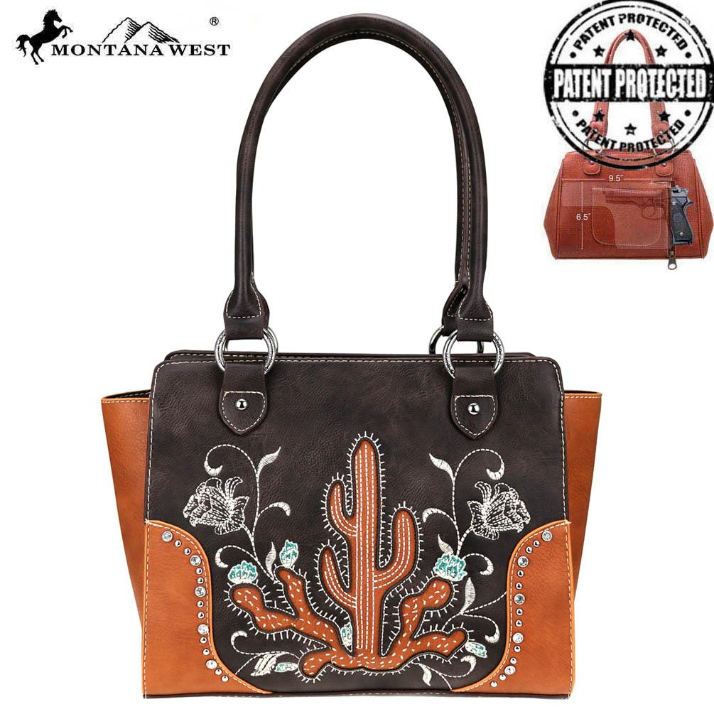 Montana West Embroidered Collection Concealed Carry Trapezoid Tote