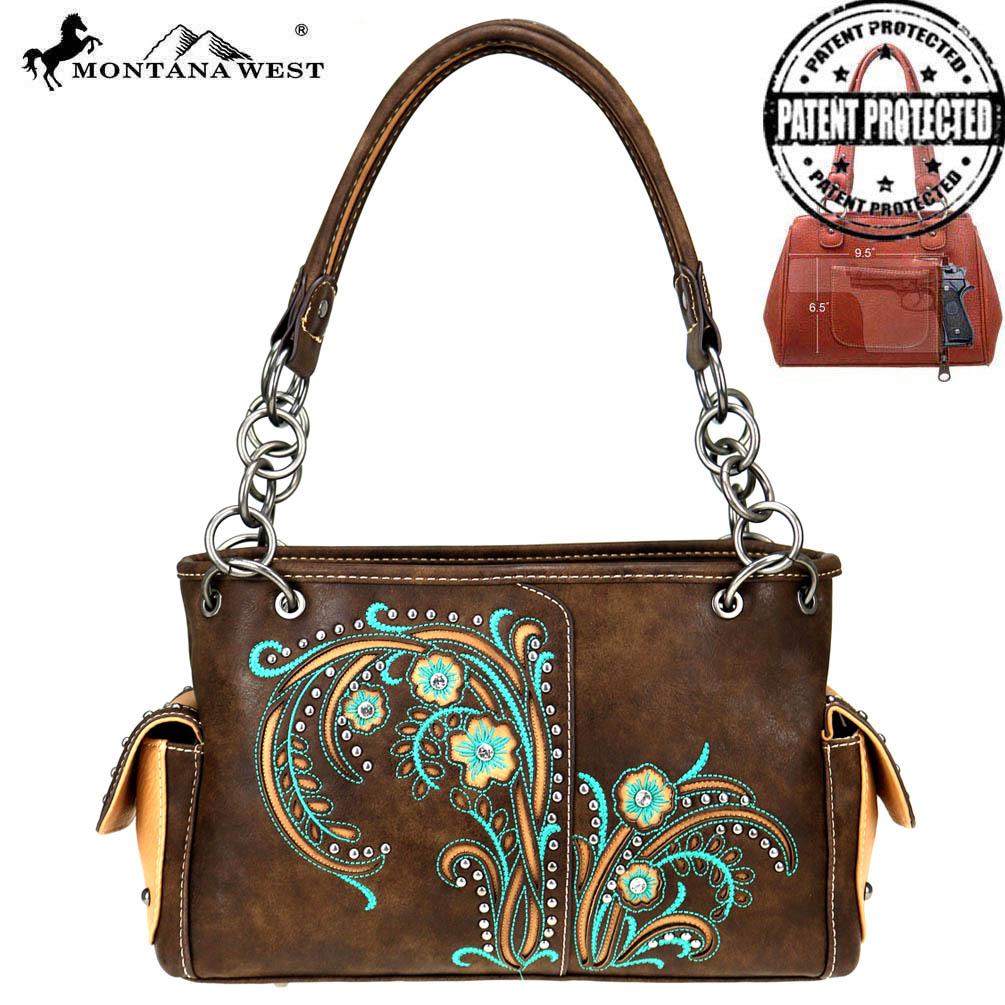 Montana West Embroidered Collection Concealed Carry Satchel
