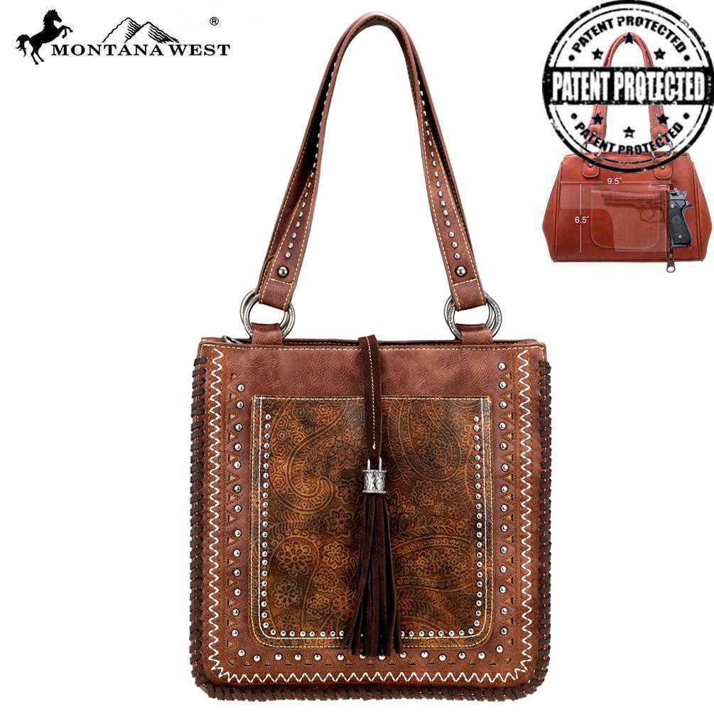 Montana West Tooled Collection Concealed Carry Tote