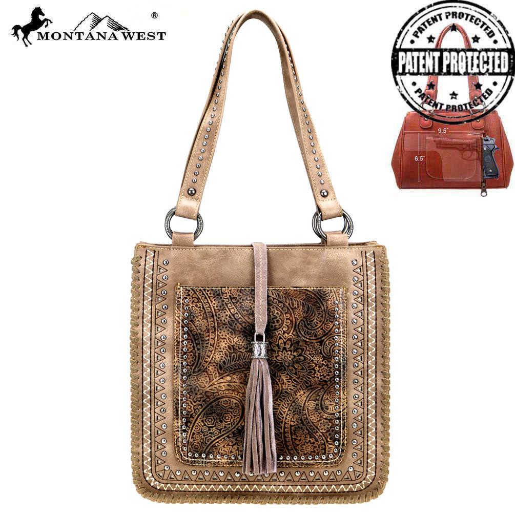 Montana West Tooled Collection Concealed Carry Tote