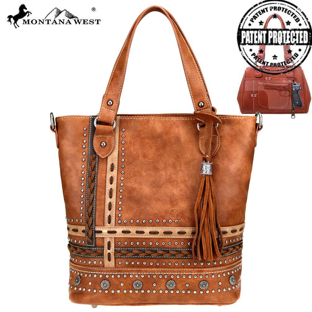 Montana West Concho Collection Concealed Carry Tote/Crossbody