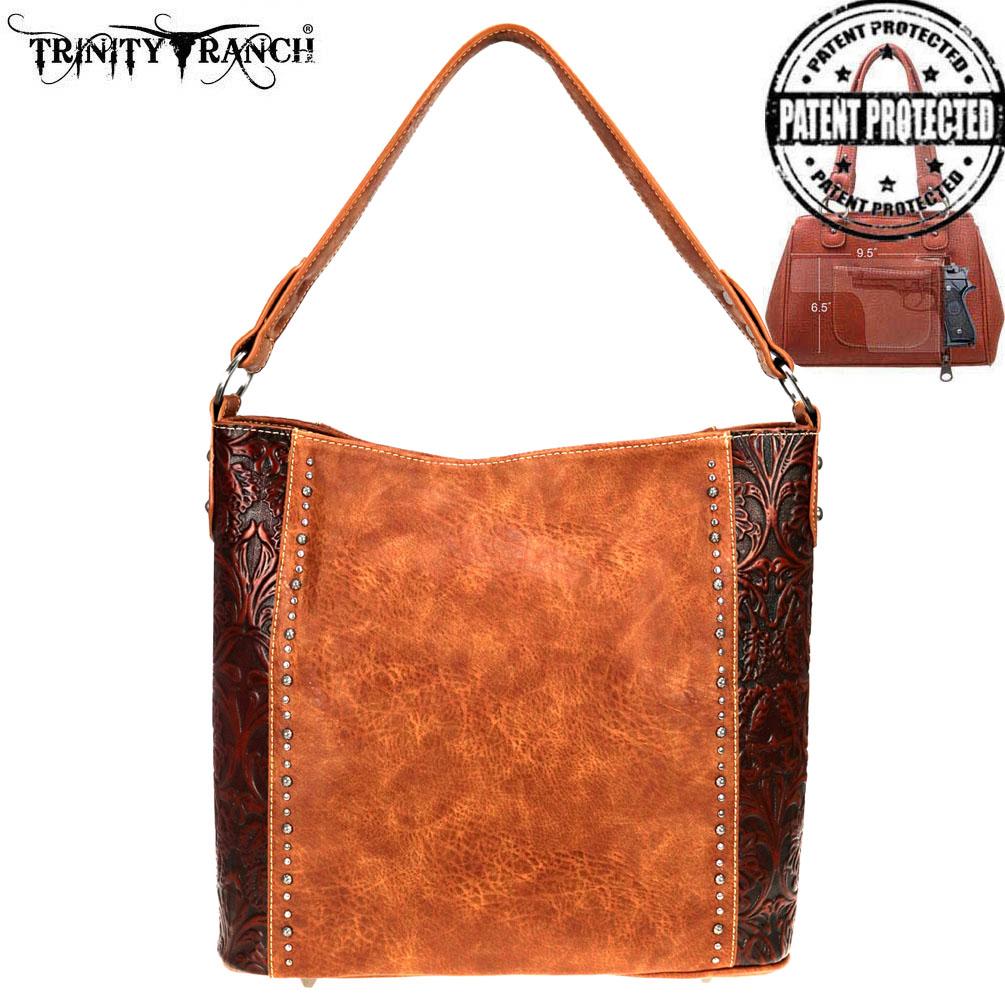 Trinity Ranch Tooled Leather Collection Concealed Carry Hobo