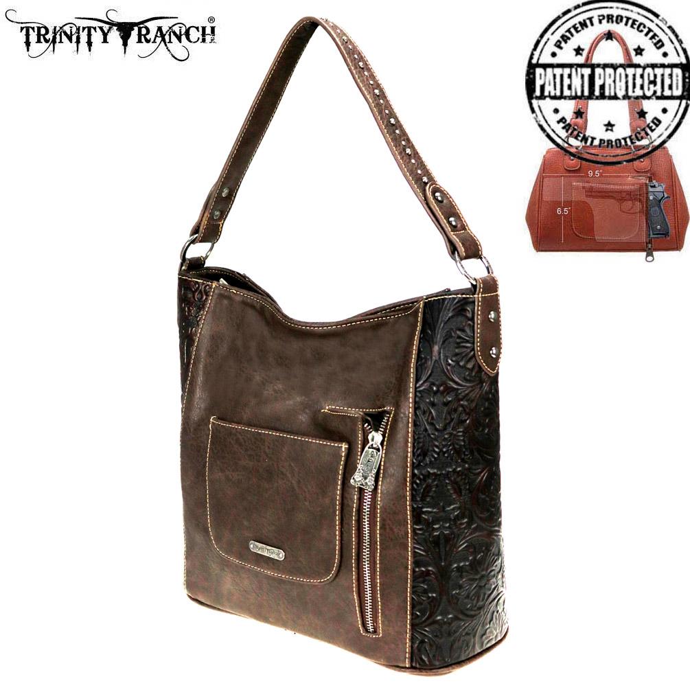 Trinity Ranch Tooled Leather Collection Concealed Carry Hobo
