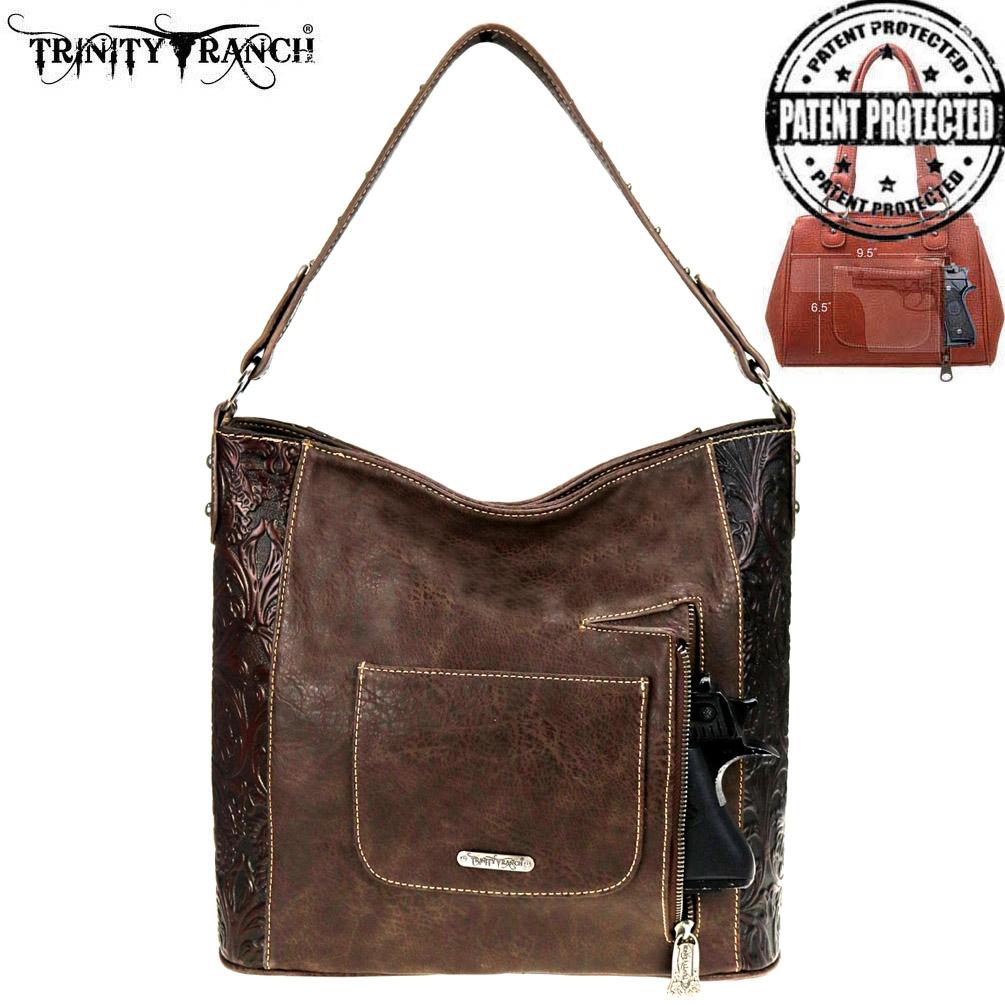 Trinity Ranch Tooled Leather Collection Concealed Carry Hobo