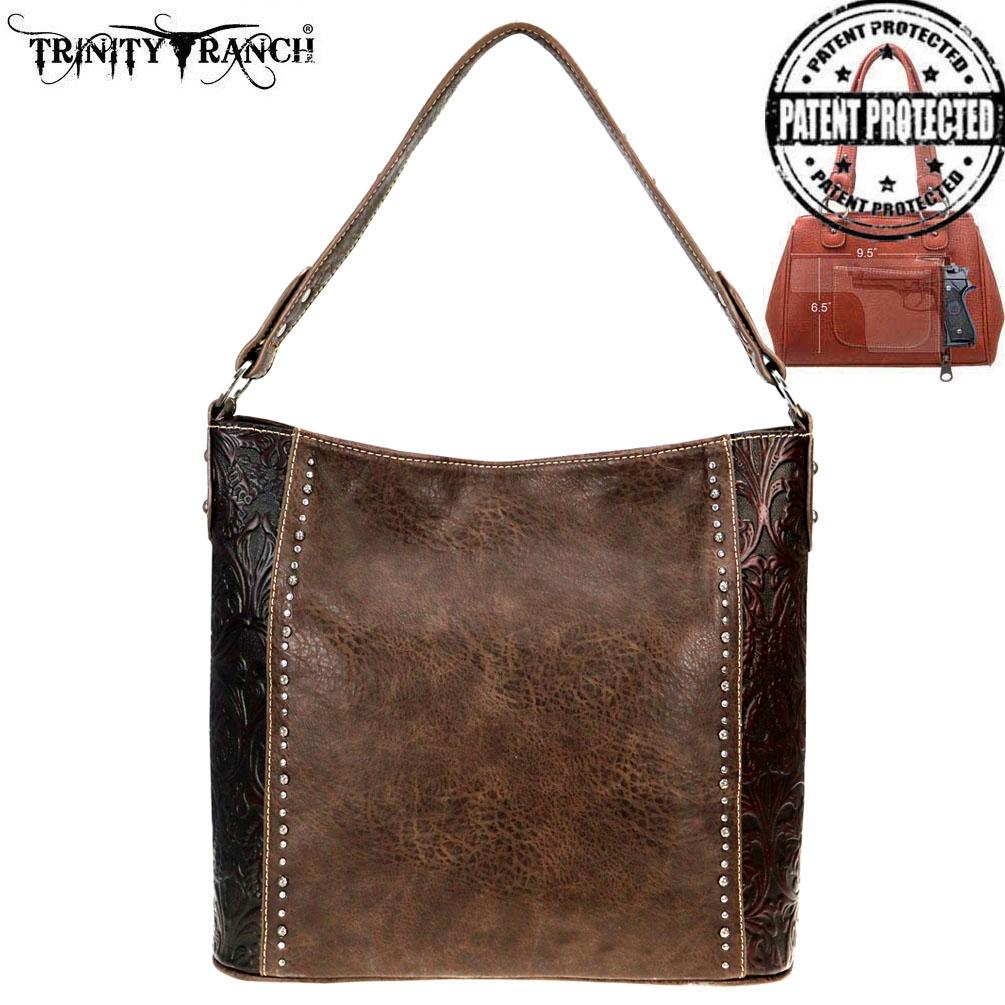 Trinity Ranch Tooled Leather Collection Concealed Carry Hobo