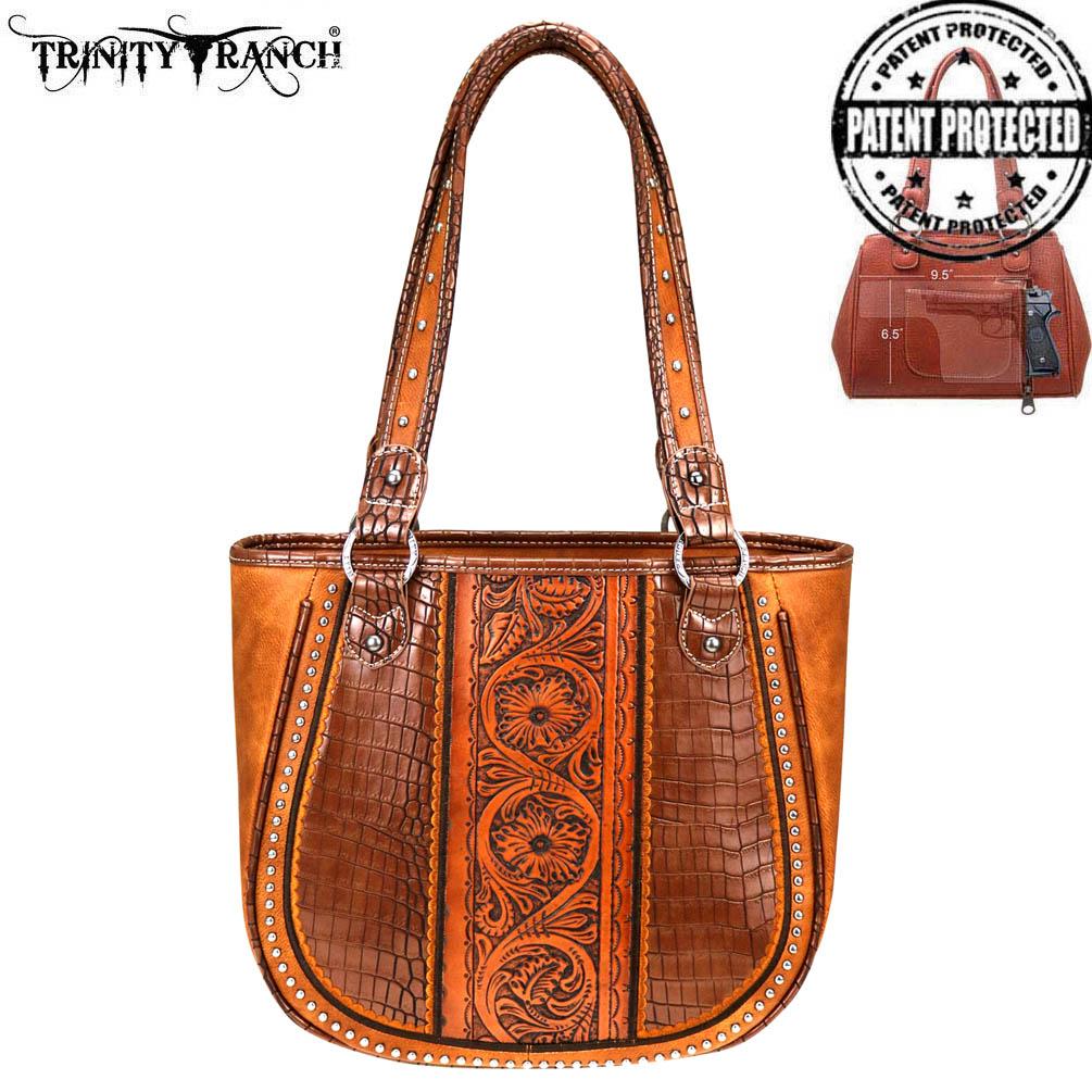 Trinity Ranch Tooled Leather Collection Concealed Carry Tote