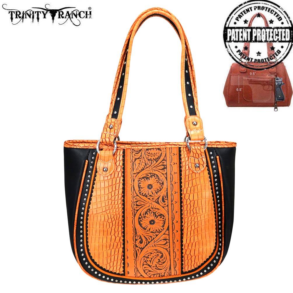 Trinity Ranch Tooled Leather Collection Concealed Carry Tote