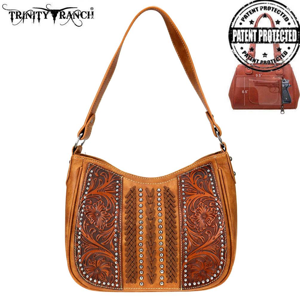 Trinity Ranch Tooled Leather Collection Concealed Carry Hobo