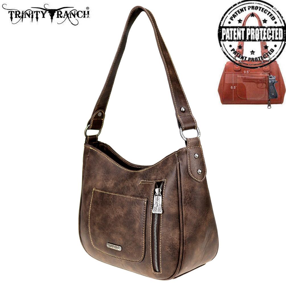 Trinity Ranch Tooled Leather Collection Concealed Carry Hobo