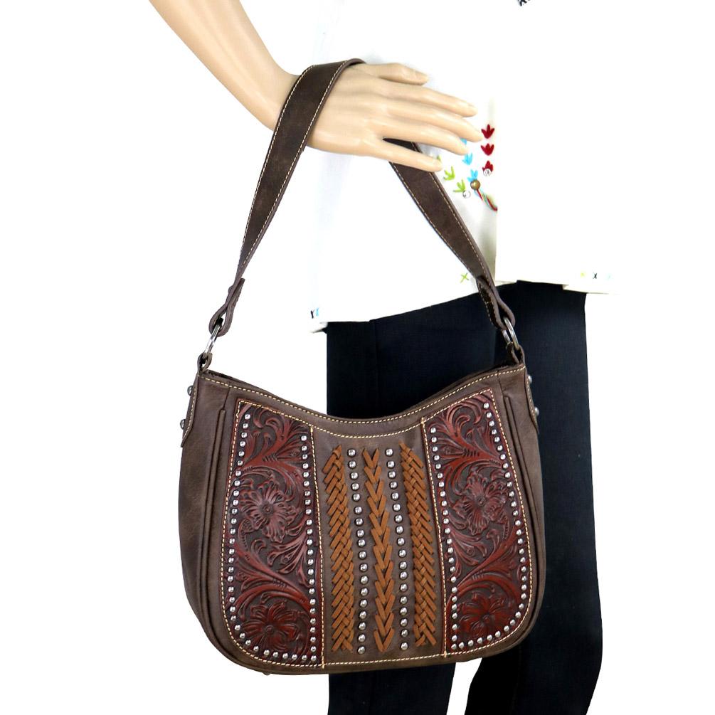 Trinity Ranch Tooled Leather Collection Concealed Carry Hobo